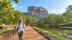 シーギリヤを訪ねる一人旅のイメージ（生成画像）